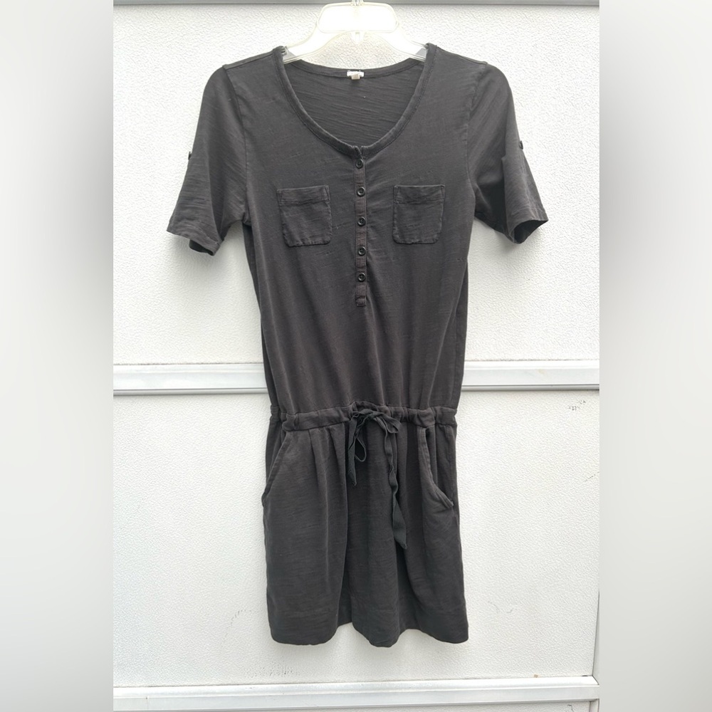 J Crew shirt dress sz XS grey Henley pullover 100% cotton short sleeve casual